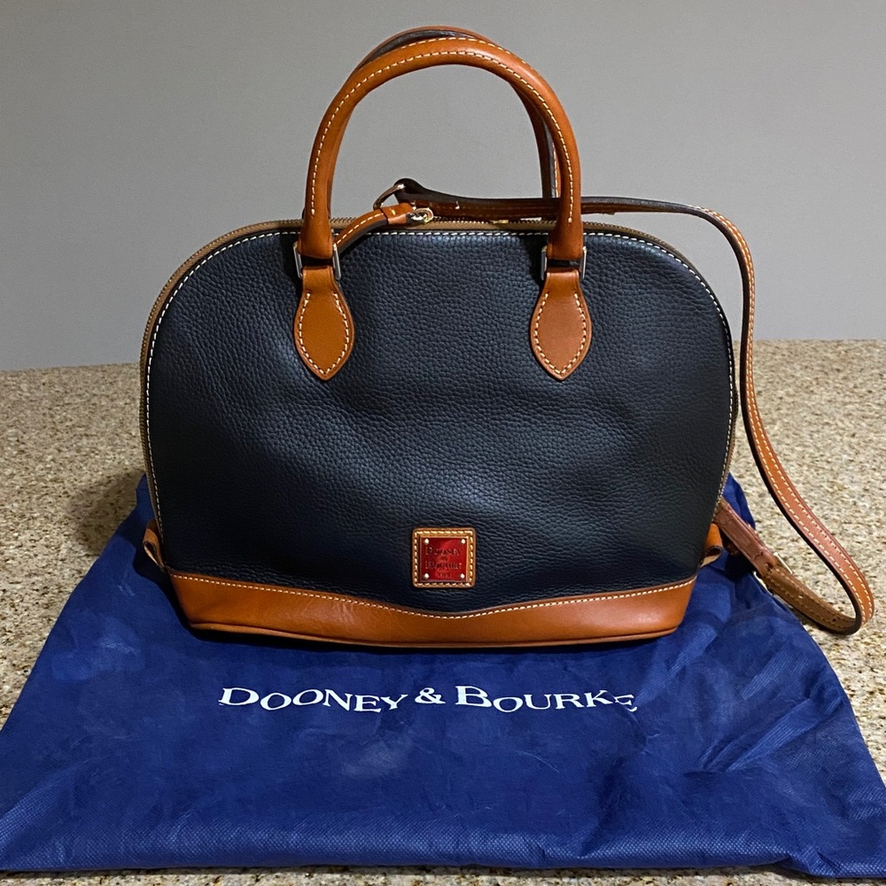 Dooney & Bourke Black and Brown Leather Satchel